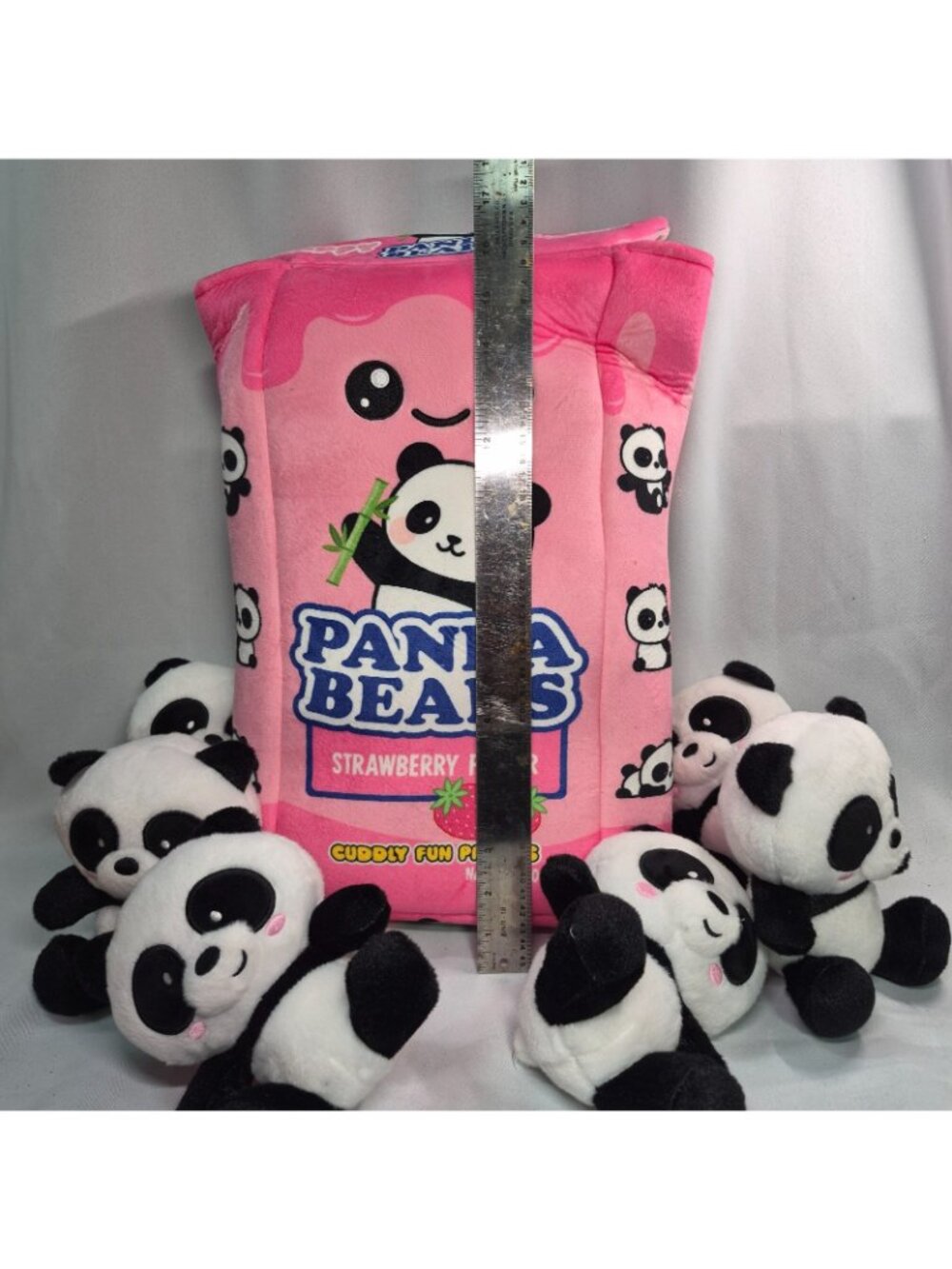 Trends UK Panda Bears Plush Storage Bag w/ 6 Mini Panda Plush Kawaii Collectible - Picture 8 of 14